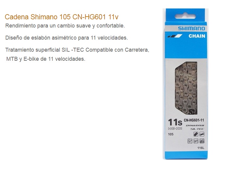 CADENA BICICLETA SHIMANO HG 601 ROAD/MTB 11V 116P.